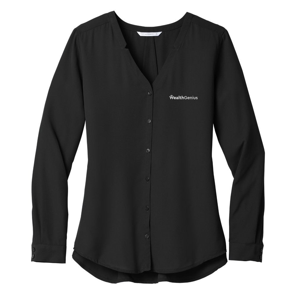 Women's Long Sleeve Button-Front Blouse